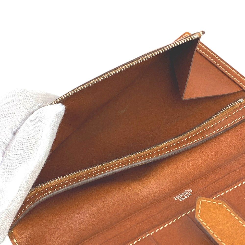 極美品】HERMES エルメス べアンスフレ カーフ ブラウン □L刻 長財布 極美 HERMES◼️べアンスフレ◼️長財布