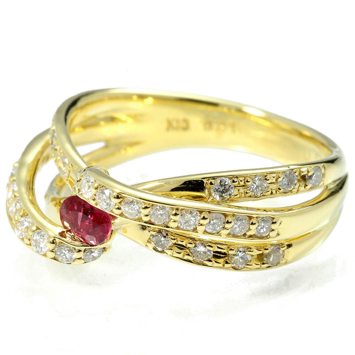 ルビー 0.21ct ダイヤモンド 0.50ct ホワイトゴールド K18WG リング 指輪 11号 プレラブド 返品OK