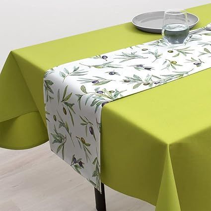 スタイルデコール(STYLE Decor) テーブルランナー ラミネート 防水 北欧 テーブルセンター 100cm 拭ける オリーブ グリーン W2701900