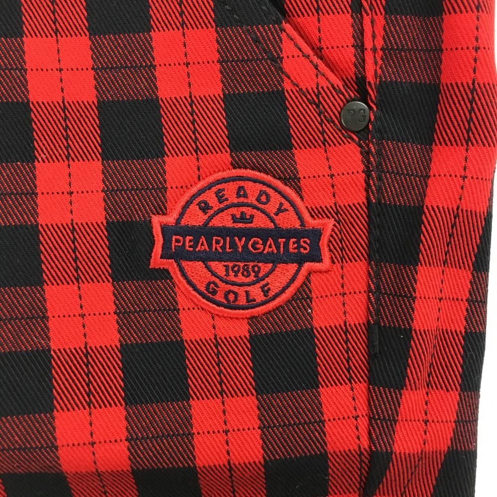 ２年保障、送料無料。 パーリーゲイツ パンツ レッド×黒 チェック ストレッチ レディース 00 XS ゴルフウェア PEARLY GATES タイムセールも有。