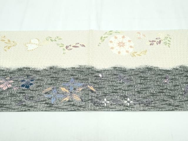 平和屋着物□極上 両方向 両面 全通柄袋帯 オリエント花紋 唐草模様