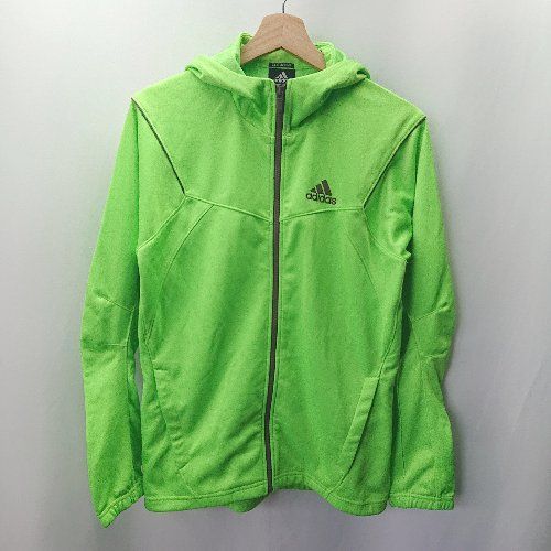 ◇ adidas アディダス フロントファスナー スポーティ ジャージ 長袖 パーカー サイズM ライムグリーン レディース E  【1404240016705】