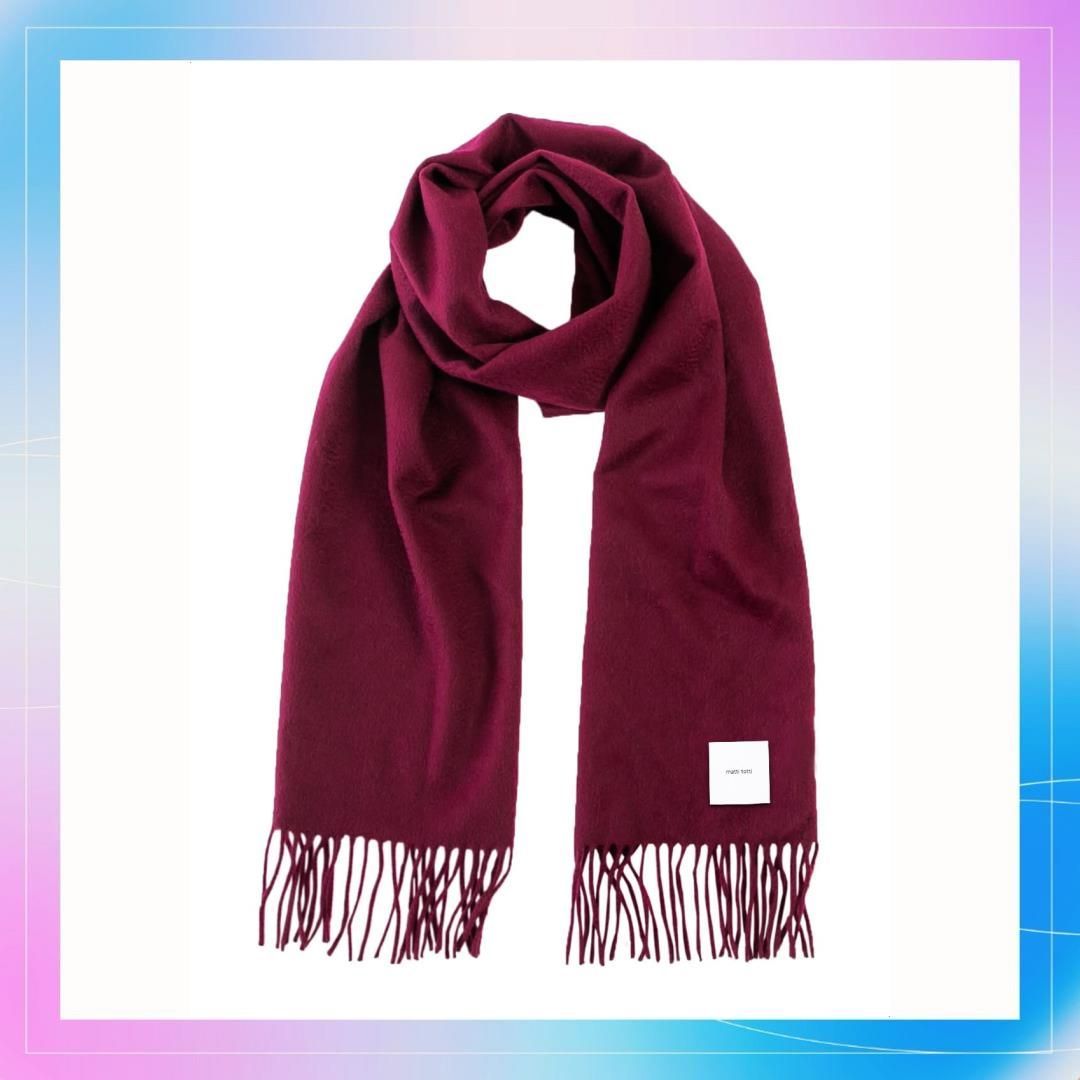 【在庫限り】Size:F_Color:#14. エンジ [matti totti] 14.エンジ カシミヤ マフラー カシミア 100% 大判 厚手 メンズ 無地 ストール 男性 ロング ギフト プレゼント A0025B-17