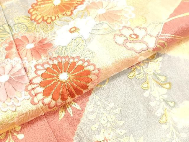 平和屋着物○創業460年・千總 訪問着 絞り 刺繍 草花文 金彩 正絹 逸品