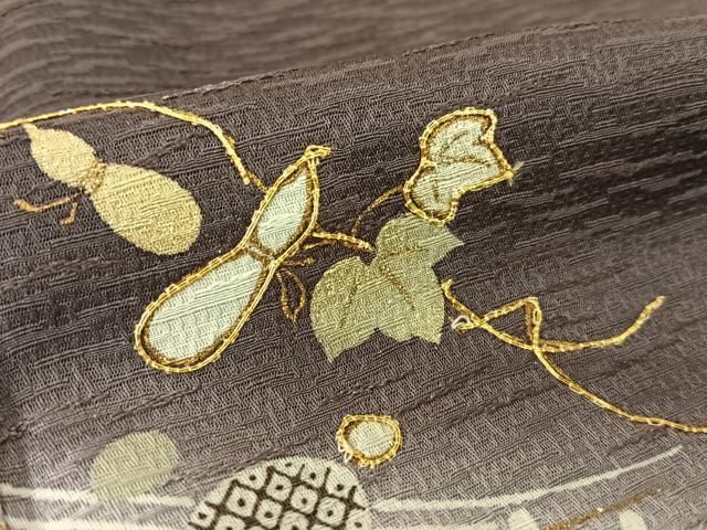 平和屋着物○訪問着 駒刺繍 立波文 瓢箪 暈し染め 金銀彩 正絹 逸品