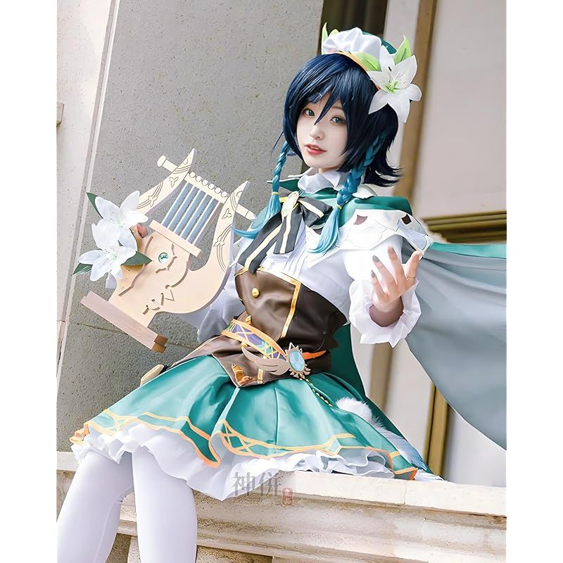 在庫 神併 ウェンティ コスプレ ウィッグ付き 吟遊詩人 原神 コスプレ衣装 大人用 仮装 文化祭 イベント コスチューム ステージ服 Venti cosplay ウェンティ ウィッグ付き S 0