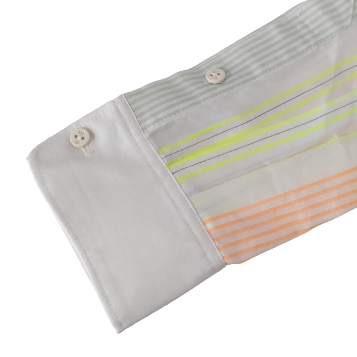 mint designs ミントデザインズ 長袖シャツブラウス サイズ2 M レディース - 白×オレンジ×マルチ ストライプ|変形デザイン NICORILABO_COM