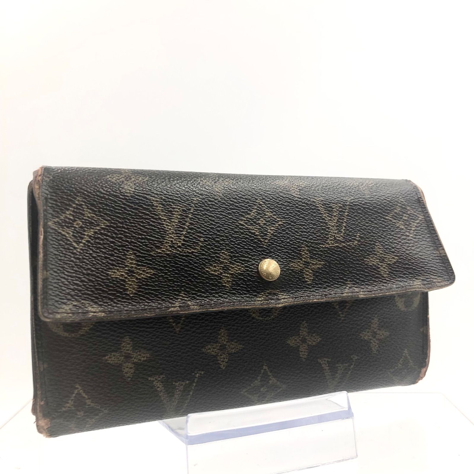 LOUIS VUITTON ルイヴィトン モノグラム ポルトトレゾール インターナショナル 三つ折り長財布 PVC×レザー ブラウン ゴールド金具  フランス製 刻印あり - メルカリ