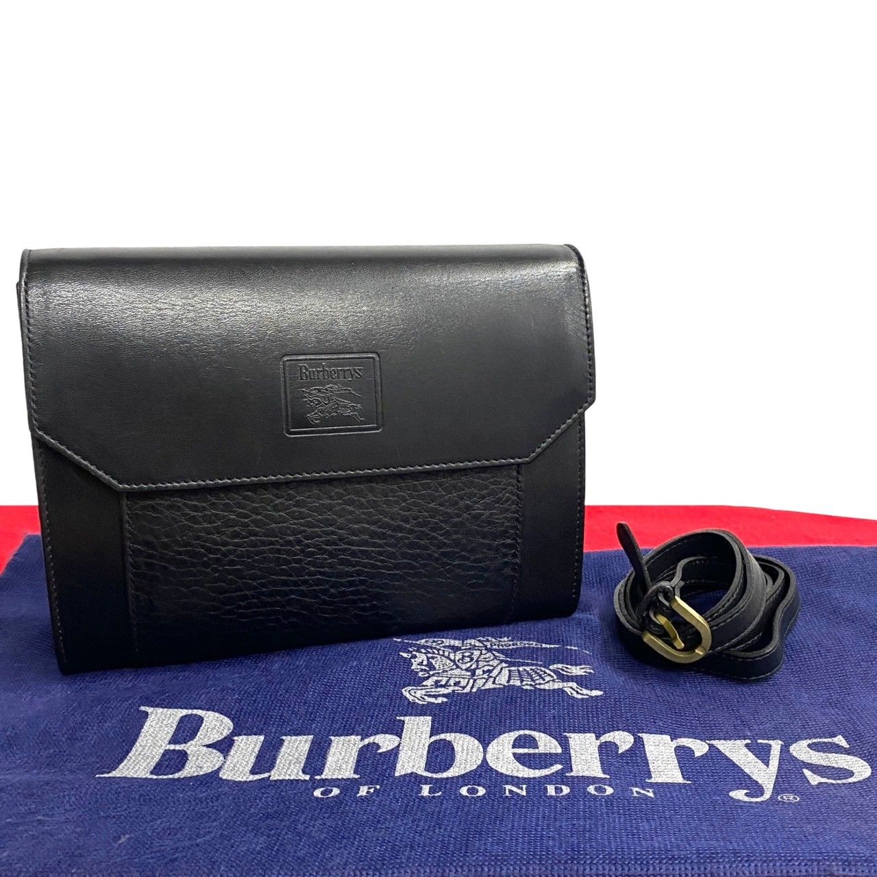 極 美品 Burberrys バーバリーズ ノバチェック シャドーホース ロゴ レザー 本革 ミニ ショルダーバッグ ポシェット ブラック 黒  21415 - メルカリ