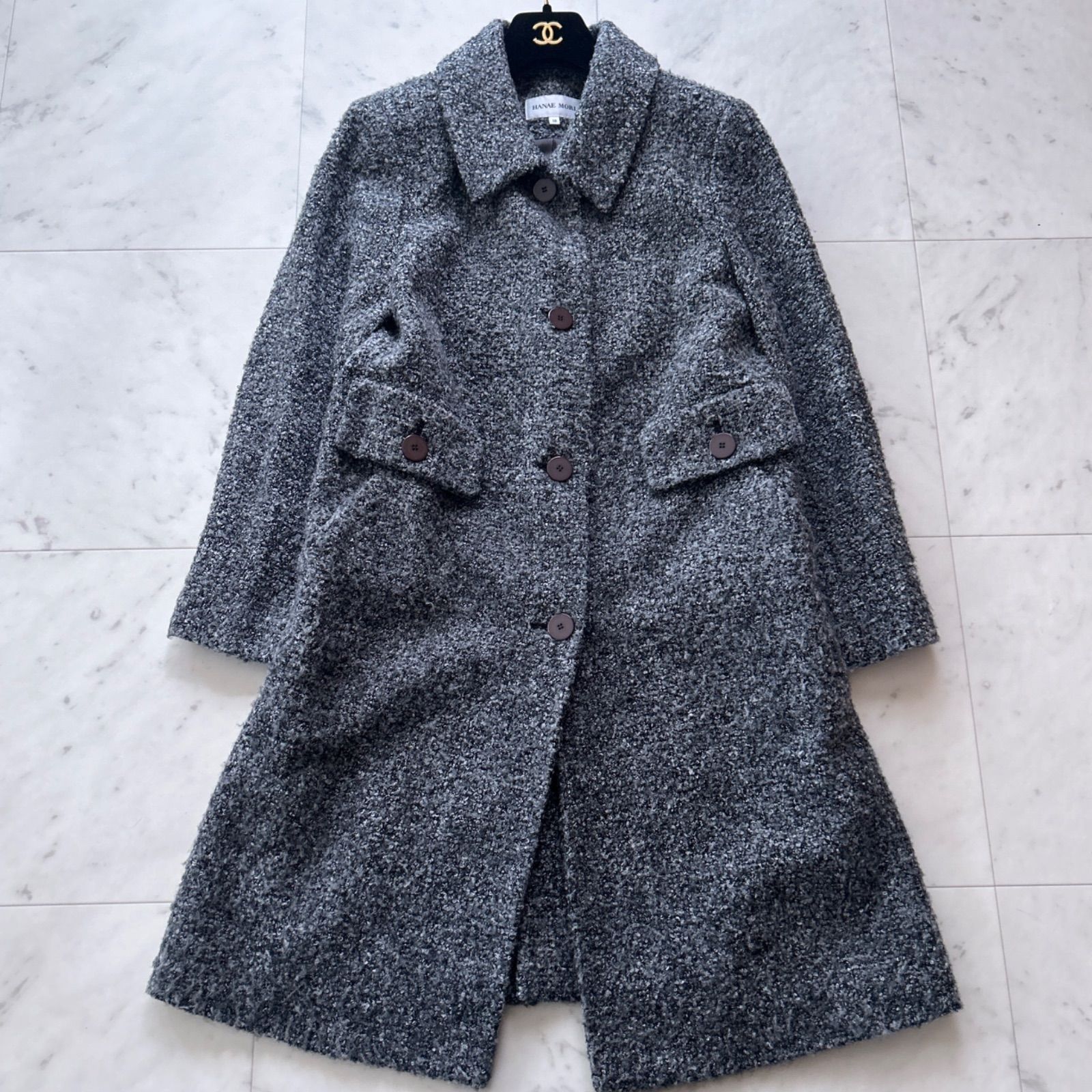 HANAE MORI ハナエモリ ツイード チェスターコート ウール