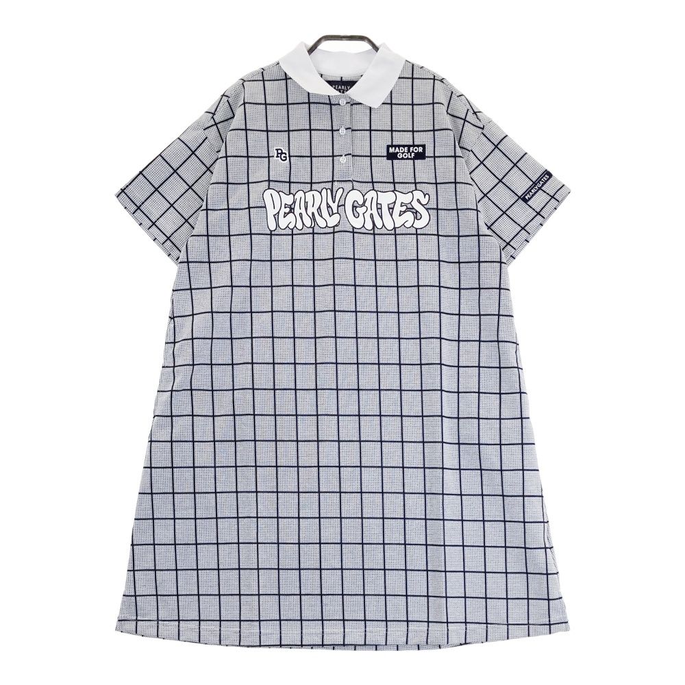 サイズ 2 PEARLY GATES パーリーゲイツ モデル 半袖ワンピース チェック柄 ネイビー系 240101537186 ゴルフウェア レディース ストスト