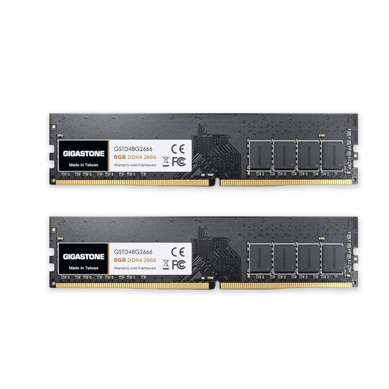 Gigastone デスクトップPC用メモリ DDR4 8GBx2枚 16GB DDR4-2666MHz PC4-21300 CL19 1.2V UDIMM 288 Pin Unbuffered Non-ECC Memory Module Ram Upgr