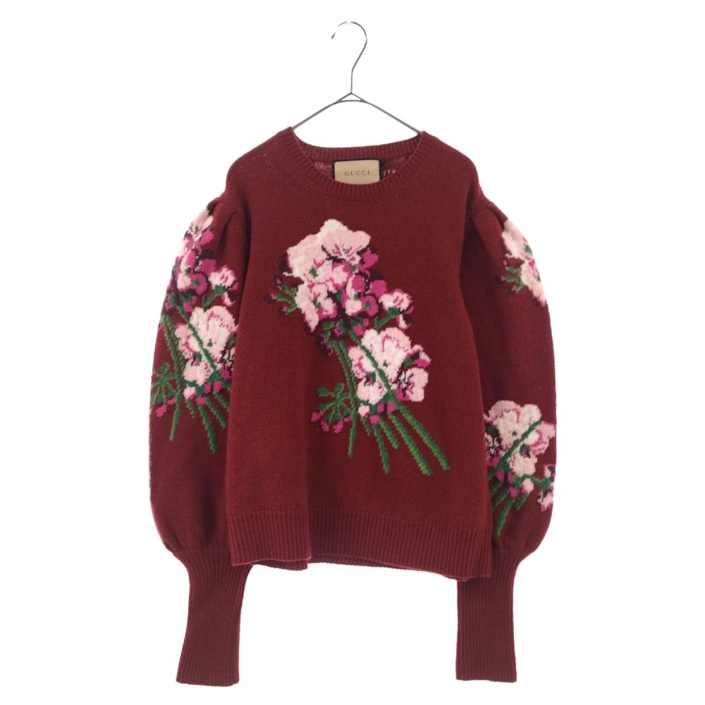 GUCCI (グッチ) 21AW 664326 フラワーインターシャパフスリーブ クルー