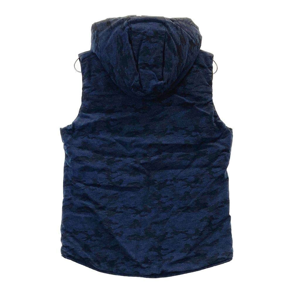 サイズ 3 DANCE WITH DRAGON ダンスウィズドラゴン リバーシブル フード付 ダウンジップベスト カモフラ柄 ネイビー系 240101473523 ゴルフウェア レディース ストスト