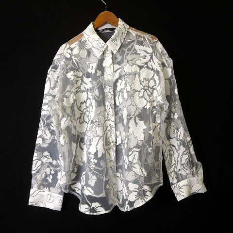 ザラ ZARA ブラウス シャツ シースルー シアー 花柄 フラワー