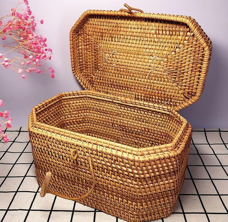 限定SALE，定番人気 手作り 収納ボックス 茶道具 藤編細工籠 収納 旅行