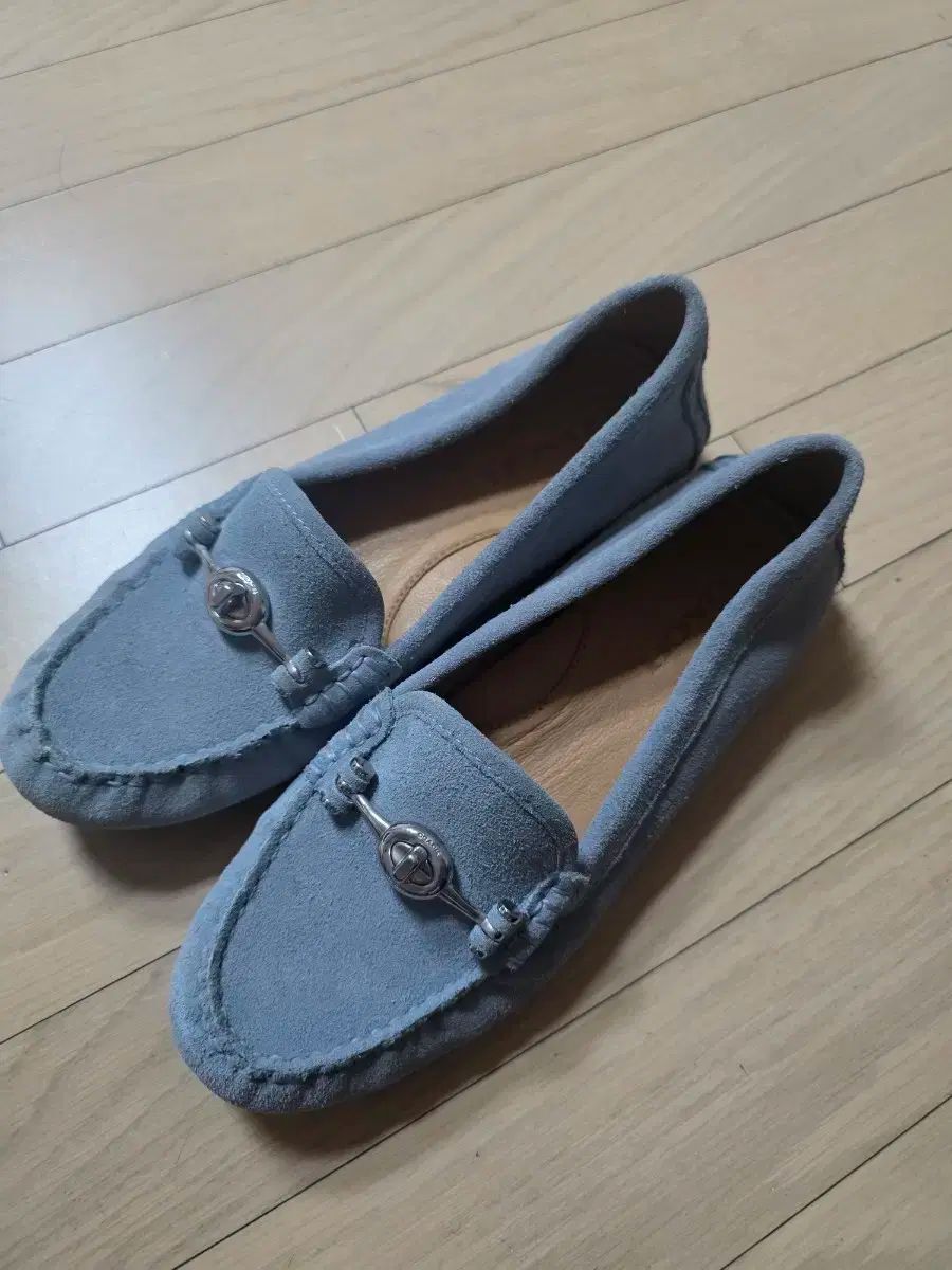 COACH コーチ スウェード ローファー ブルー レディース 235