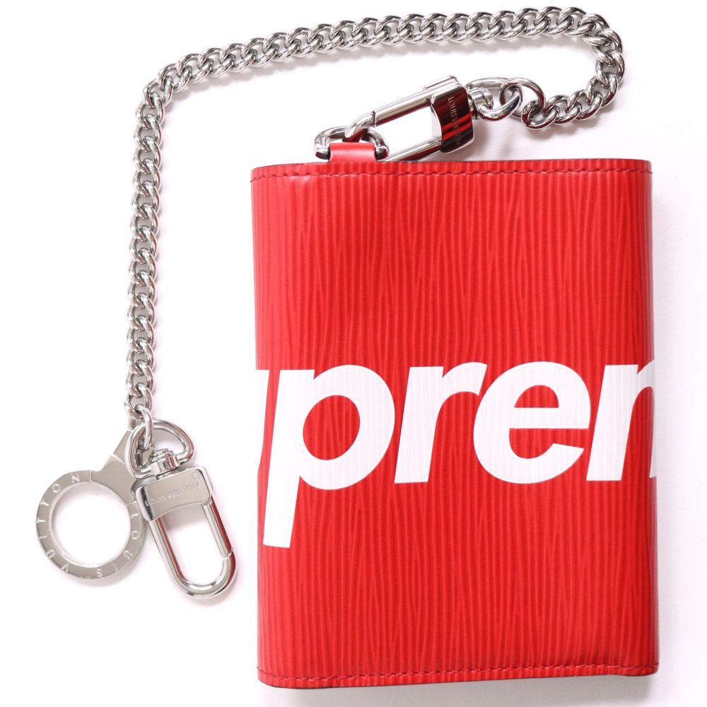 良品▽ルイヴィトン×シュプリーム M67755 エピ 三つ折り コンパクト