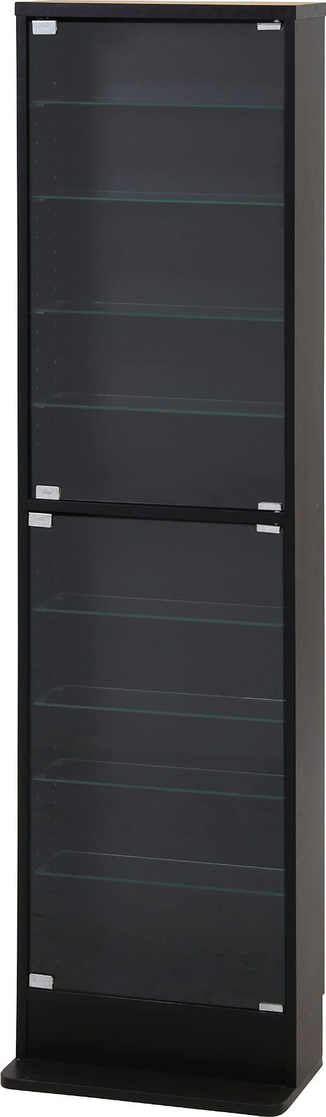 96071 ハイタイプ 組立商品 可動棚 浅型 ブラック 幅48.5×奥行29×高さ180cm 10段 フィギュアケース コレクションケース 不二貿易