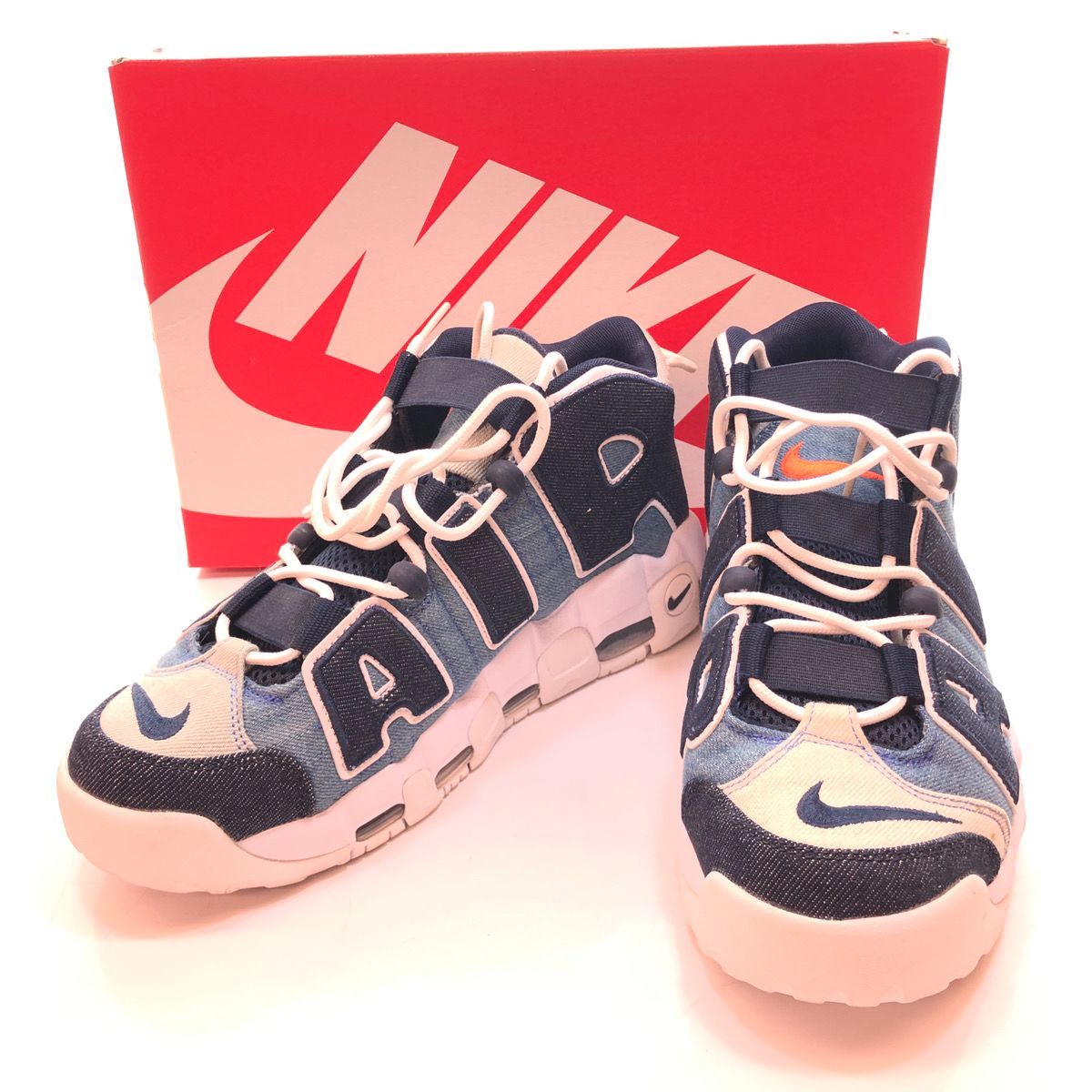 NIKE ナイキ AIR MORE UPTEMPO 96 QS エアモアアップテンポ 96 モアテン DENIM デニム ハイカット スニーカー  シューズ 靴 メンズ BLUE ブルー 青 27cm CJ6125-100