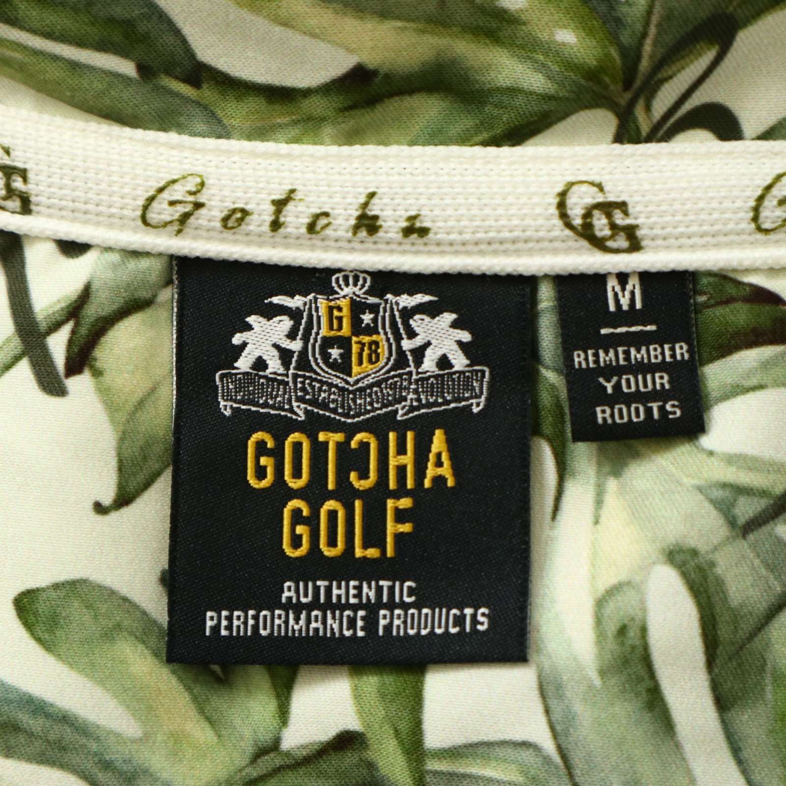 23SS GOTCHA GOLF ガッチャ ゴルフ 春夏 バック ロゴ刺繍 襟袖裏ボタニカル 半袖 ポロシャツ Sz.M メンズ