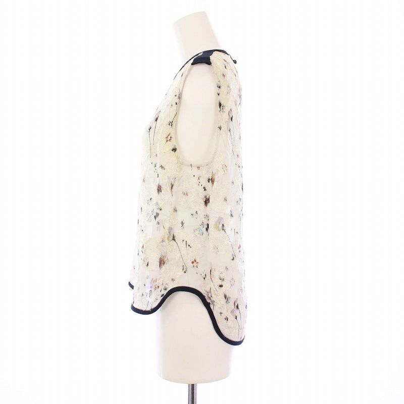 【値下げ】mame kurogouchi チェリーブロッサムトップス ノースリーブブラウス MM17SS-SH006 ホワイト サイズ：1 (EC) mame kurogouchi(マメクロゴウチ) チェリーブロッサムトップス