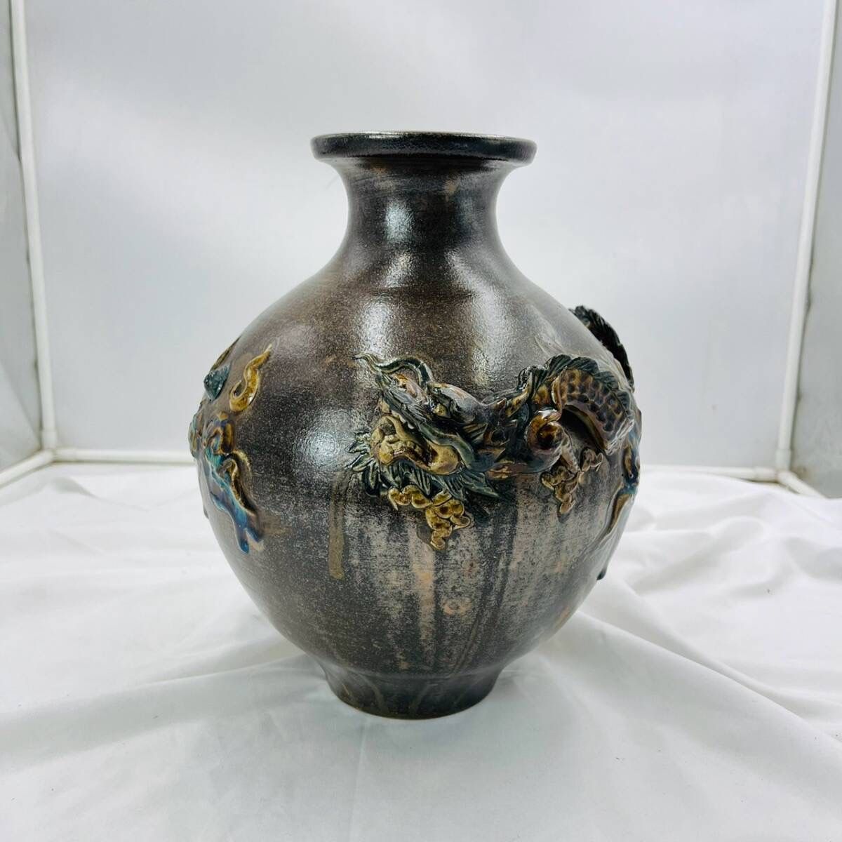 ❗️✨迫力の昇り竜✨❗️】琉球 やちむん 壺 陶器製 伝統焼物