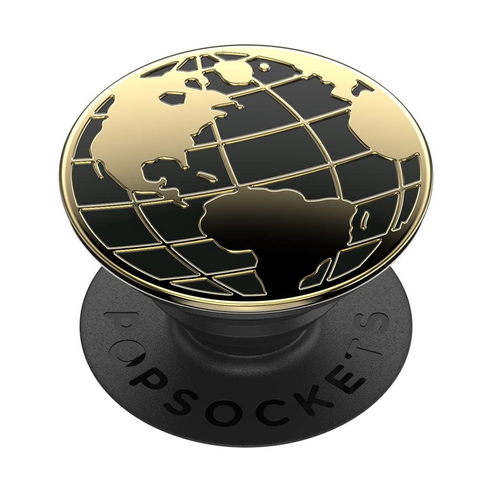 【迅速発送】PopSockets: ポップグリップ 携帯電話やタブレット用 交換可能なトップ付き エナメルグローブトロッター