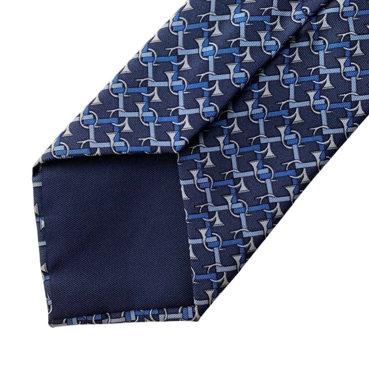 HERMES シルクネクタイ ブルーグレイ ストリートH ネクタイ シルク ネイビー エルメス – RECLO