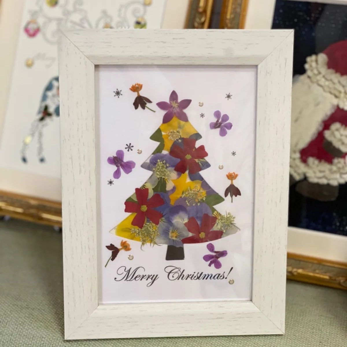 押し花アート インテリア雑貨 インテリア絵画 クリスマスカード