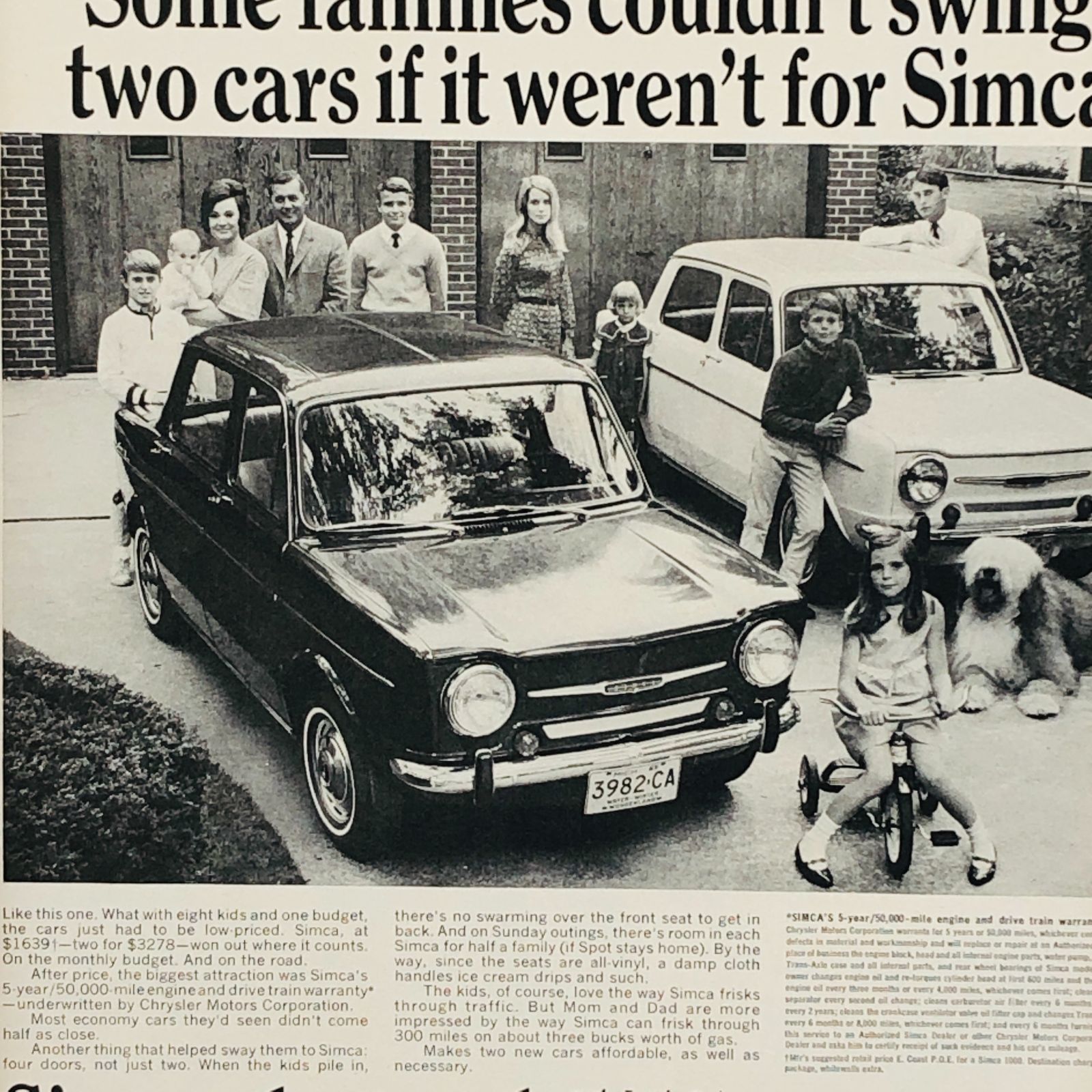 ビンテージ 広告 ポスター 『 クライスラーシムカChryslerSimca