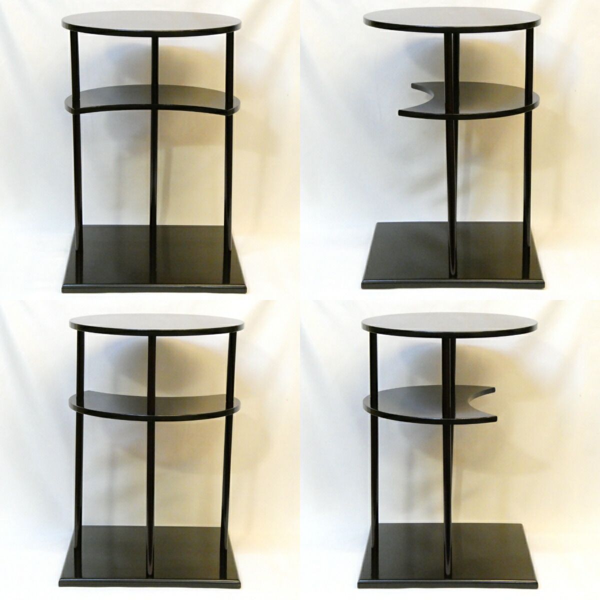 井口海仙好写 平安 塗師 直心作 日月棚 組立式 溜塗 裏千家 玄妙斎 茶道具