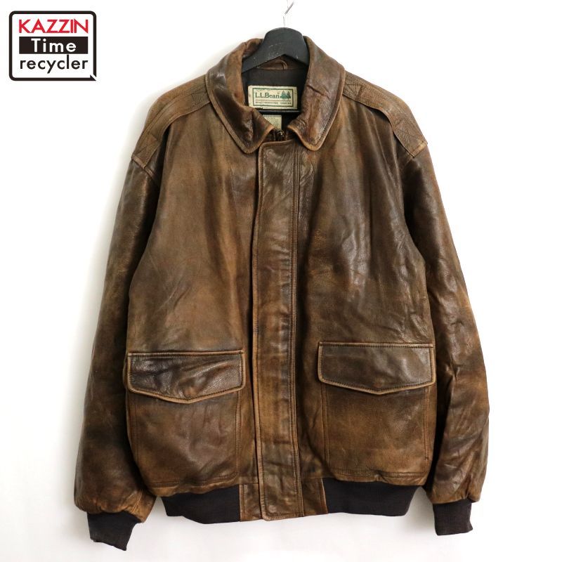 00s L.L.Bean A-2タイプ フライト レザージャケット メンズ 表記XLサイズ