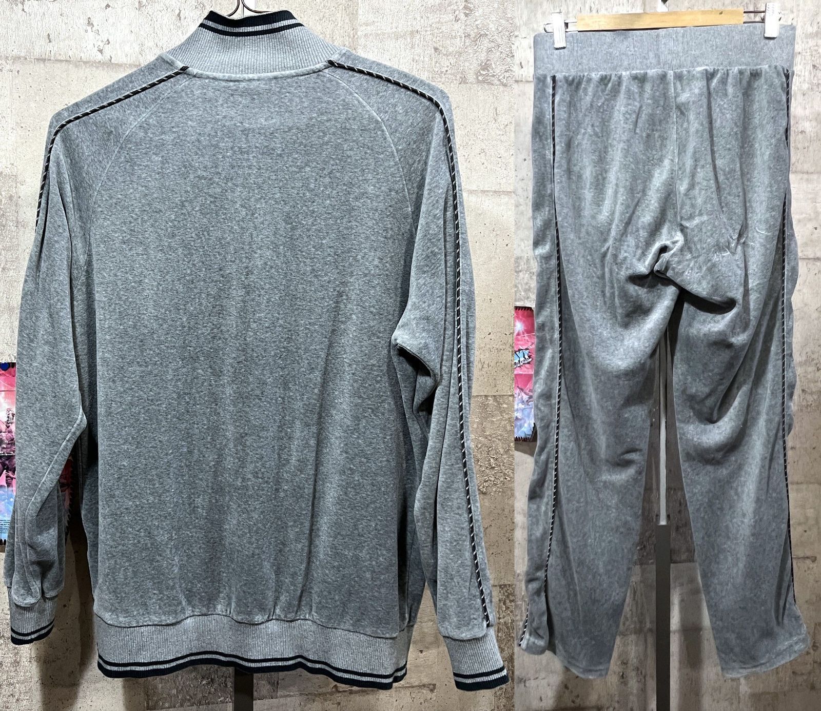 プーマ ベロア スウェット ジャージ 上下セットアップ L メンズ グレー