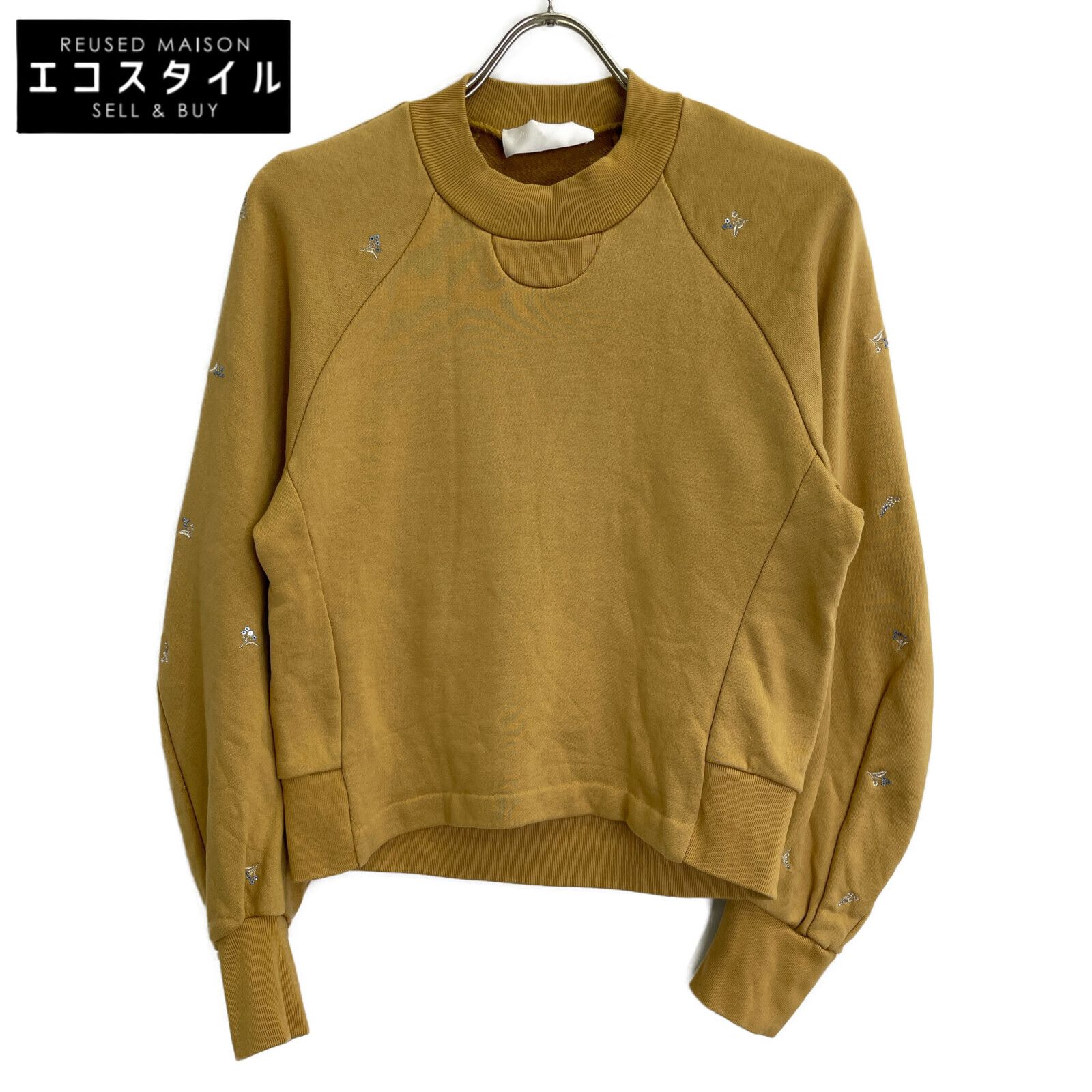 Mame Kurogouchi マメクロゴウチ MM22PF-JS718 ﾍﾞｰｼﾞｭ Floral Motif Embroidered Sweatshirts 1