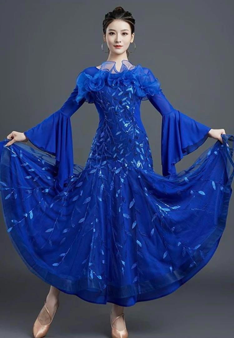 発表会?競技会向き スタンダードドレス ブルー Mサイズ