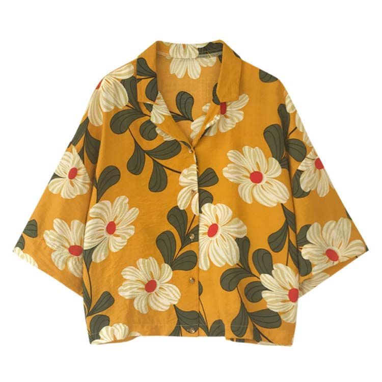 全2色×6サイズ！花柄シャツ レディース 花柄 7分袖シャツ 七分袖