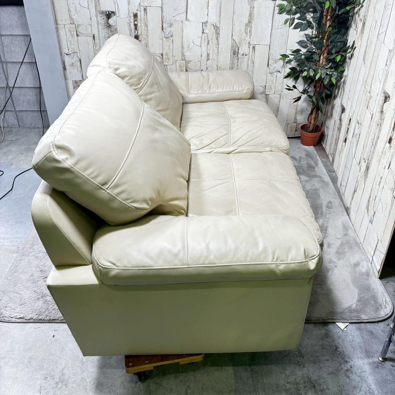 NITORI ニトリ 本革 2人掛けソファ Nステイツ BE - メルカリ