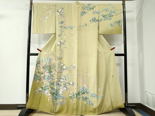 平和屋着物○訪問着 友禅 女人花文 暈し染め 反端付き