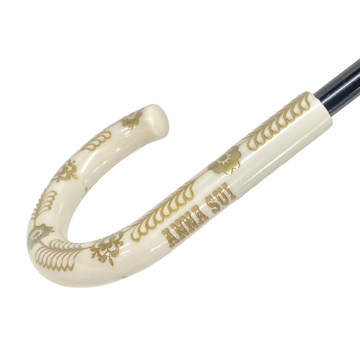 ANNA SUI レース装飾 ベージュ 八角形日傘 ANNA SUI(アナスイ) 日傘美品 - ライトグレー×ブルー×ベージュ