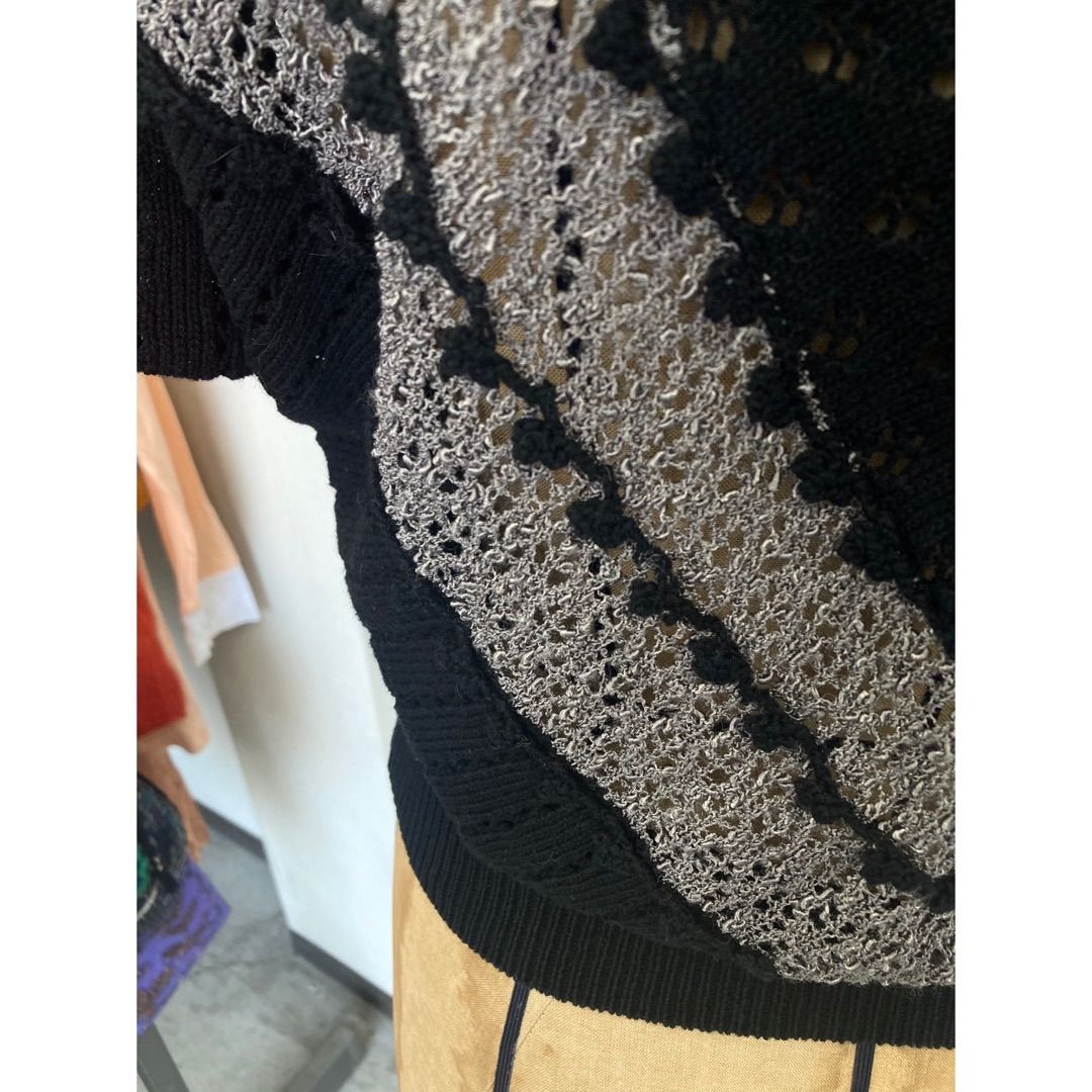 #798 crochet top / クロシェ編み トップス 黒 ブラック 古着屋 - メルカリShops