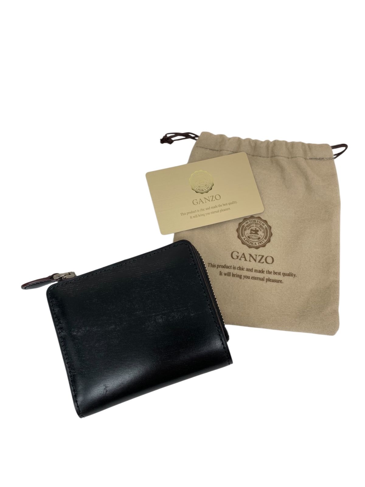 ガンゾ】AVON (エイボン)Lファスナー二つ折り財布 ブラック AVON