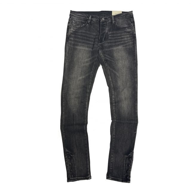 【送料無料】mnml M588 SNAP スキニー デニム パンツ フレアカット ブーツカット ウォッシュドブラック 黒 SLIM DENIM PANTS Washed Black ミニマル