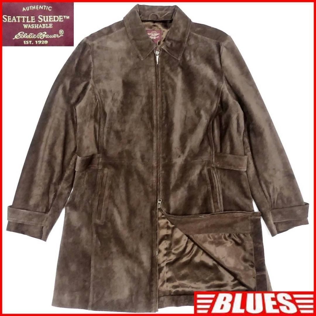最終値下げEddie Bauer 本革 レザー　カーコートM エディーバウアー エディーバウアー メンズ レザーコート M位 茶 本革 トレン