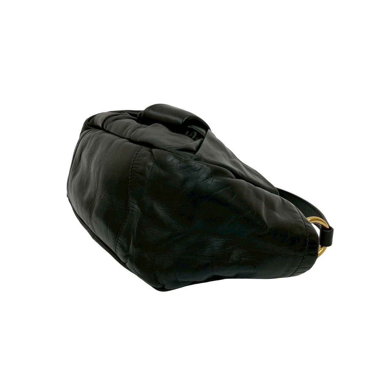 【PRADA】2wayバッグ　ハンドバッグ　ロゴ金具　リボン　ナイロン　ブラック Prada 2way 黒 ナイロン リボン ロゴ ハンドバッグ ブラック プラダ