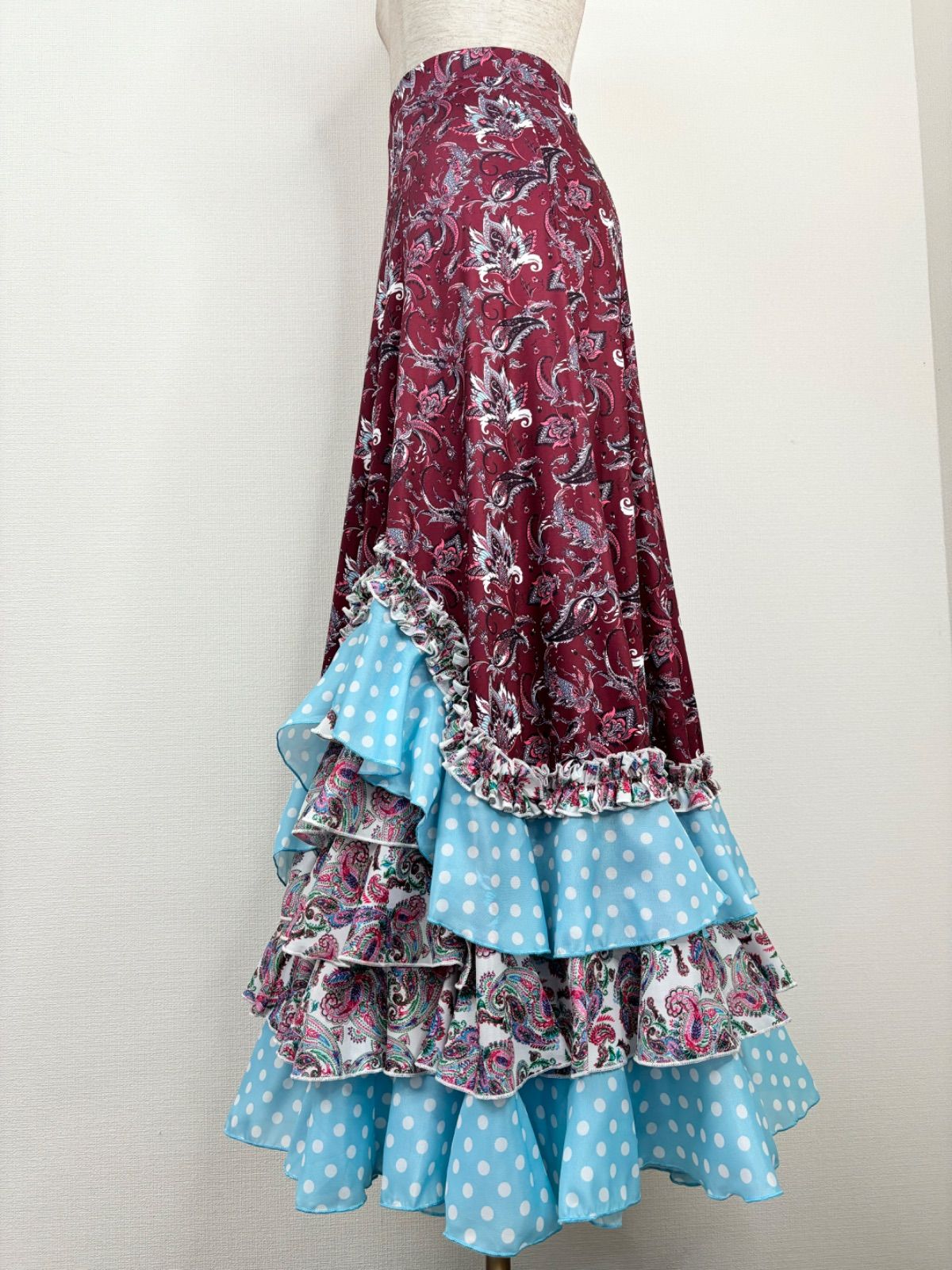 新品》フラメンコ ファルダ ワイン 社交ダンス ロングスカート