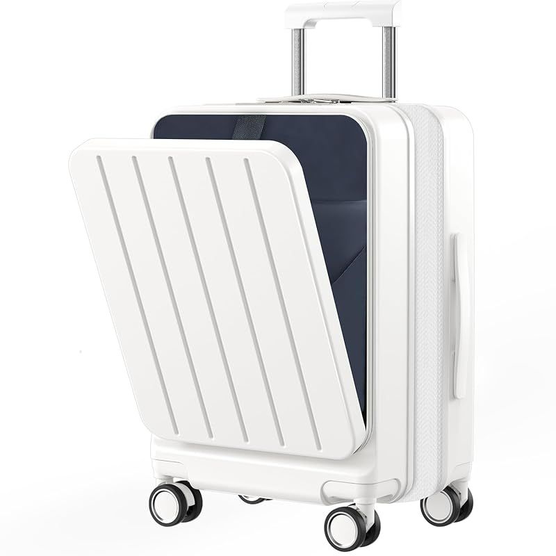 スーツケース L 白 95L USBポート付き カップホルダー付き スーツ