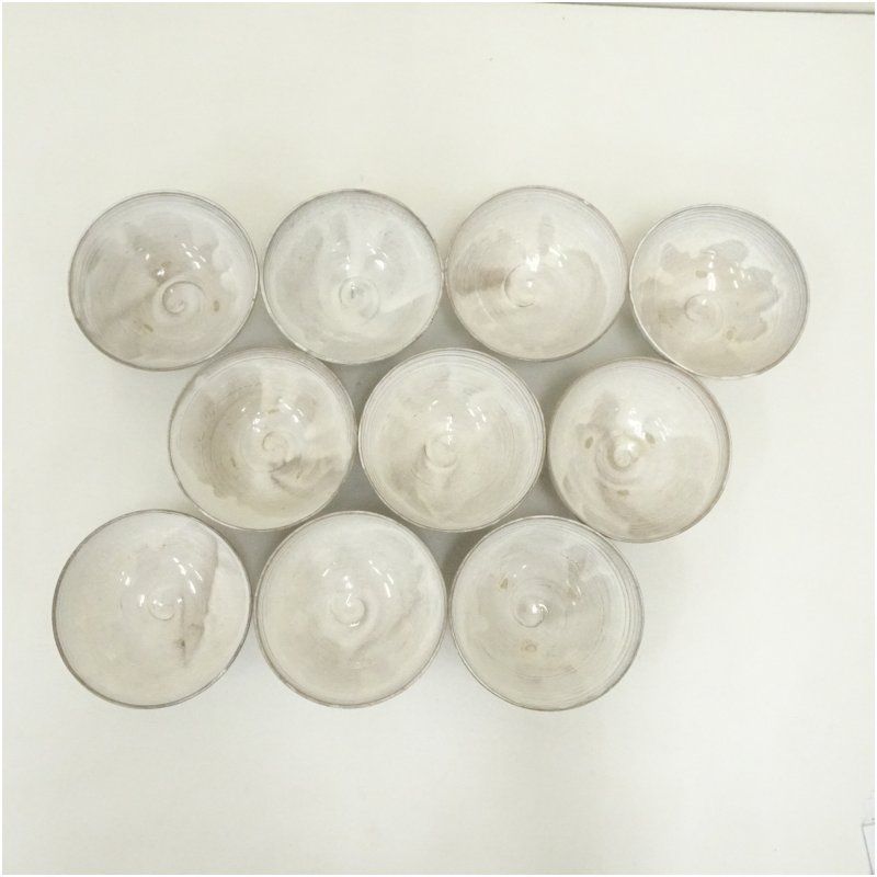 楽山窯造 刷毛目数茶碗10客 共箱 茶道 抹茶 おしゃれ 抹茶茶碗 抹茶碗 和食器 レトロ 茶器 骨董 茶わん 茶会 茶の湯 7月 夏 IMPECCABLEHEALTHCARESERVICES_COM