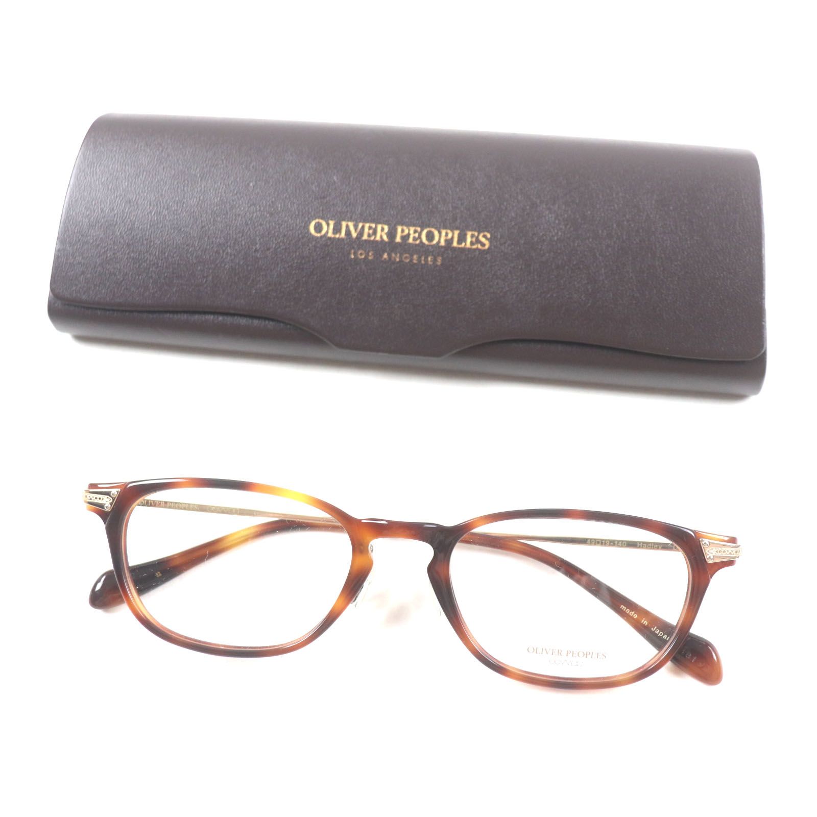 未使用品▼OLIVER PEOPLES オリバーピープルズ Hadley DM マーブル柄 ウェリントンシェイプ メガネ 眼鏡 アイウェア クリアブラウン 49□19-140 デモレンズ ケース付き 日本製 メンズ 未使用品▽OLIVER PEOPLES オリバーピープルズ Hadley DM マーブル柄