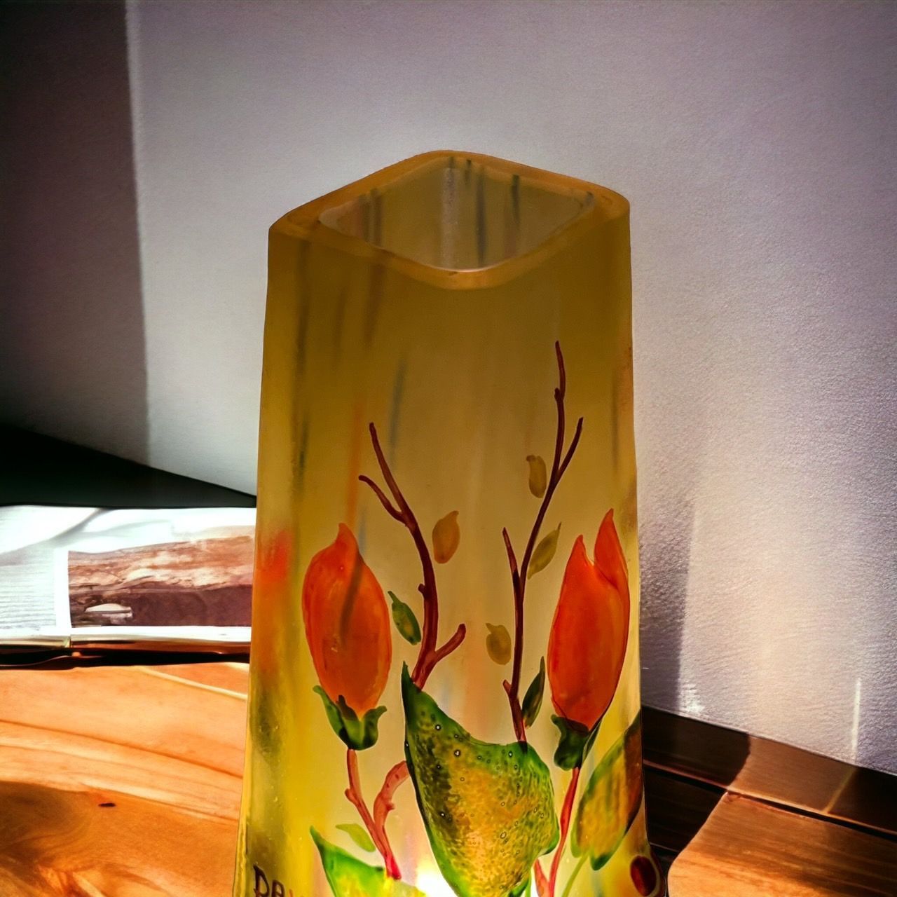 ドームナンシー 鶴首 花瓶 高さ 21m 被せガラス アンテルカレール ...
